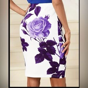 Purple Floral Bodycon Dress